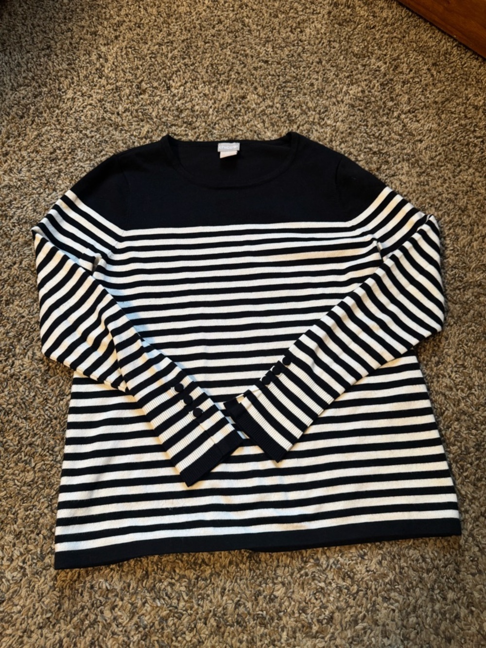 Chico's Black Knit Top with Crew Neck